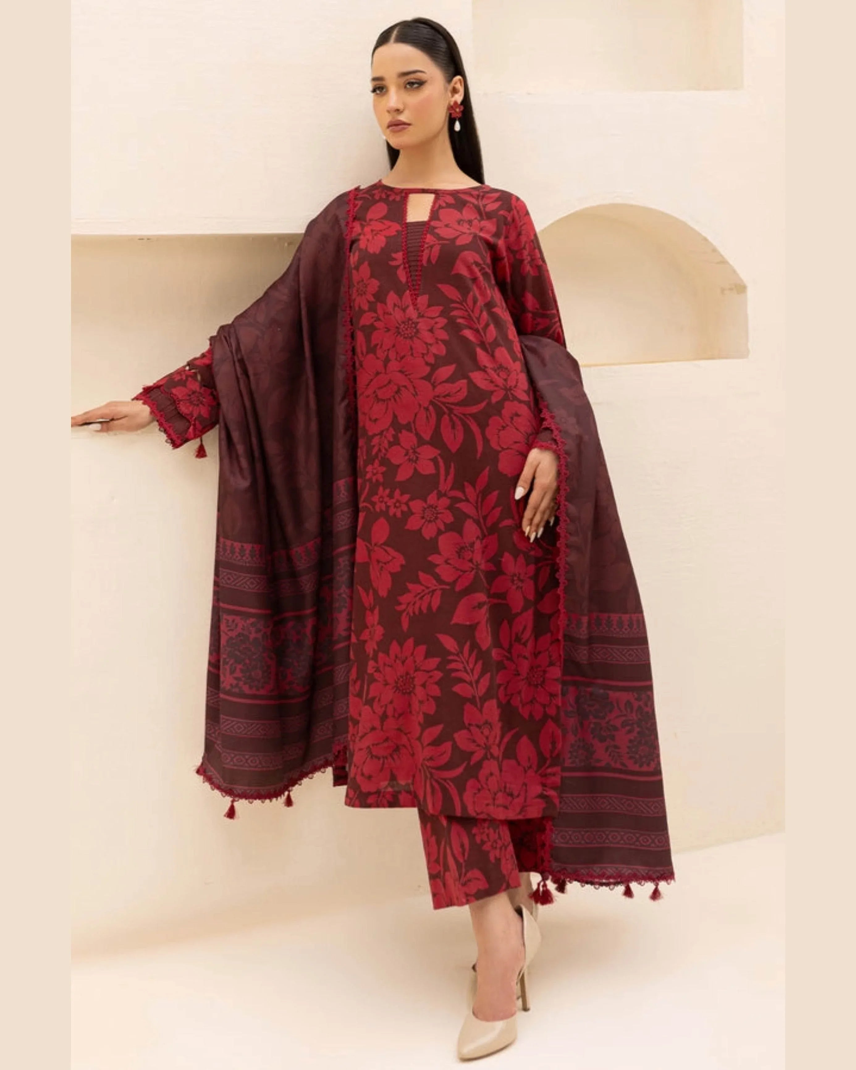 BAROQUE LAWN PRINTED UNSTICH 3PC - City Cloth House