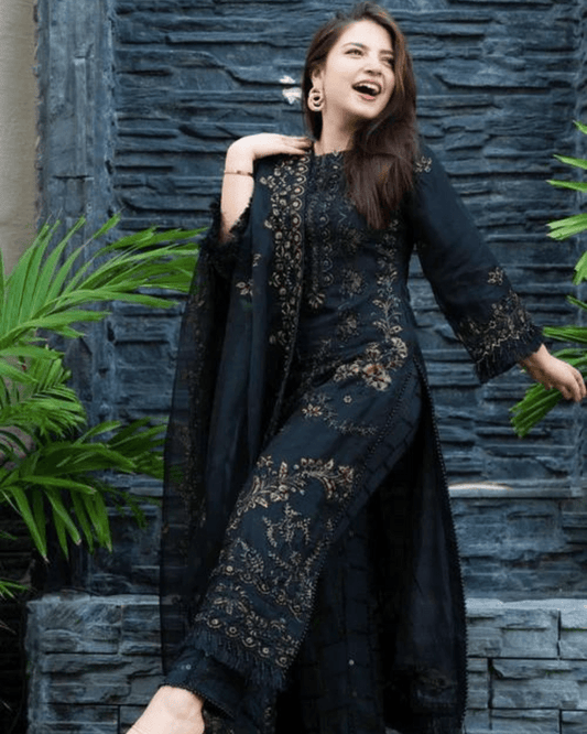 MARYAM MARIA LAWN LUXURY UNSTICH EMB 3PC - City Cloth House