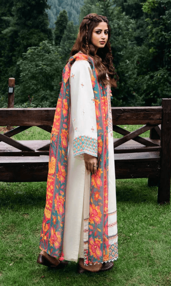 Ivory | Emb Unstitched Lawn 3pc