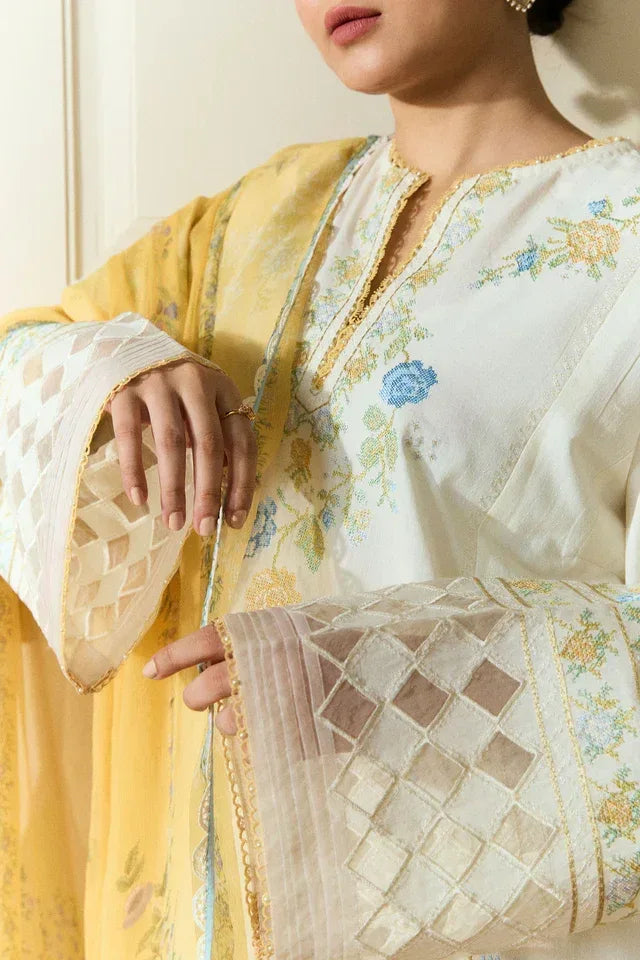 COCO BY ZARA SHAHJAHAN DHANAK UNSTITCHED EMB 3PC - City Cloth House