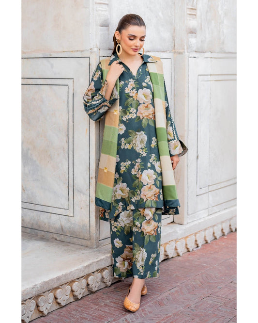 BAROQUE LAWN PRINTED UNSTICH 3PC - City Cloth House