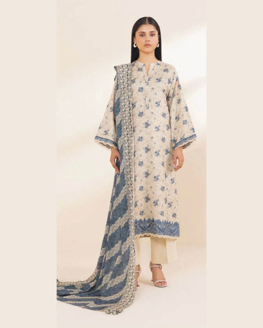 SAPPHIRE DHANAK PRINTED UNSTICHED 3PC