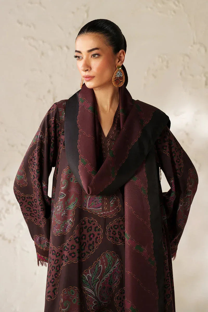 BAROQUE LINEN PRINTED UNSTICHED 3PC - City Cloth House