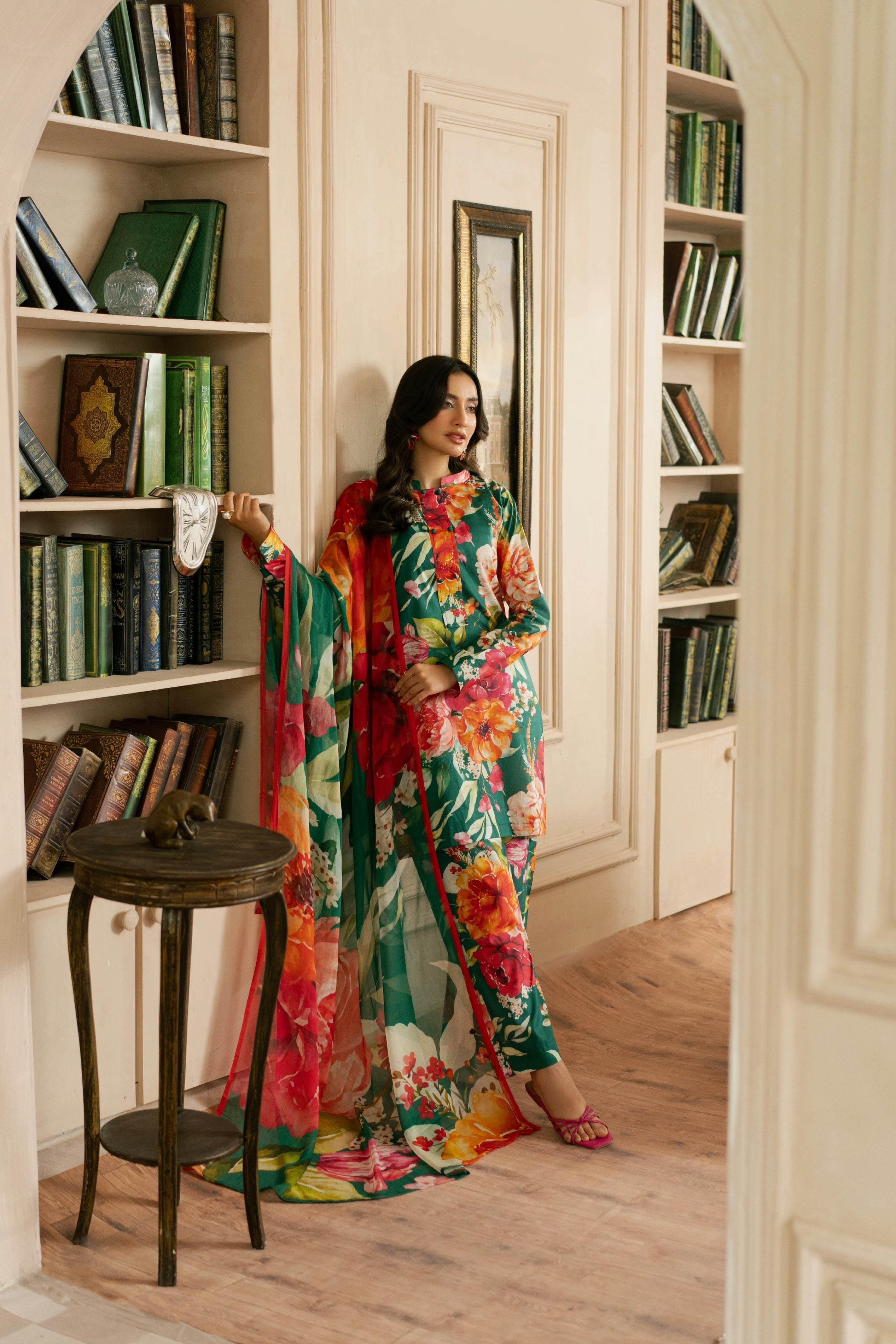 BAROQUE LAWN PRINTED UNSTICH 3PC - City Cloth House