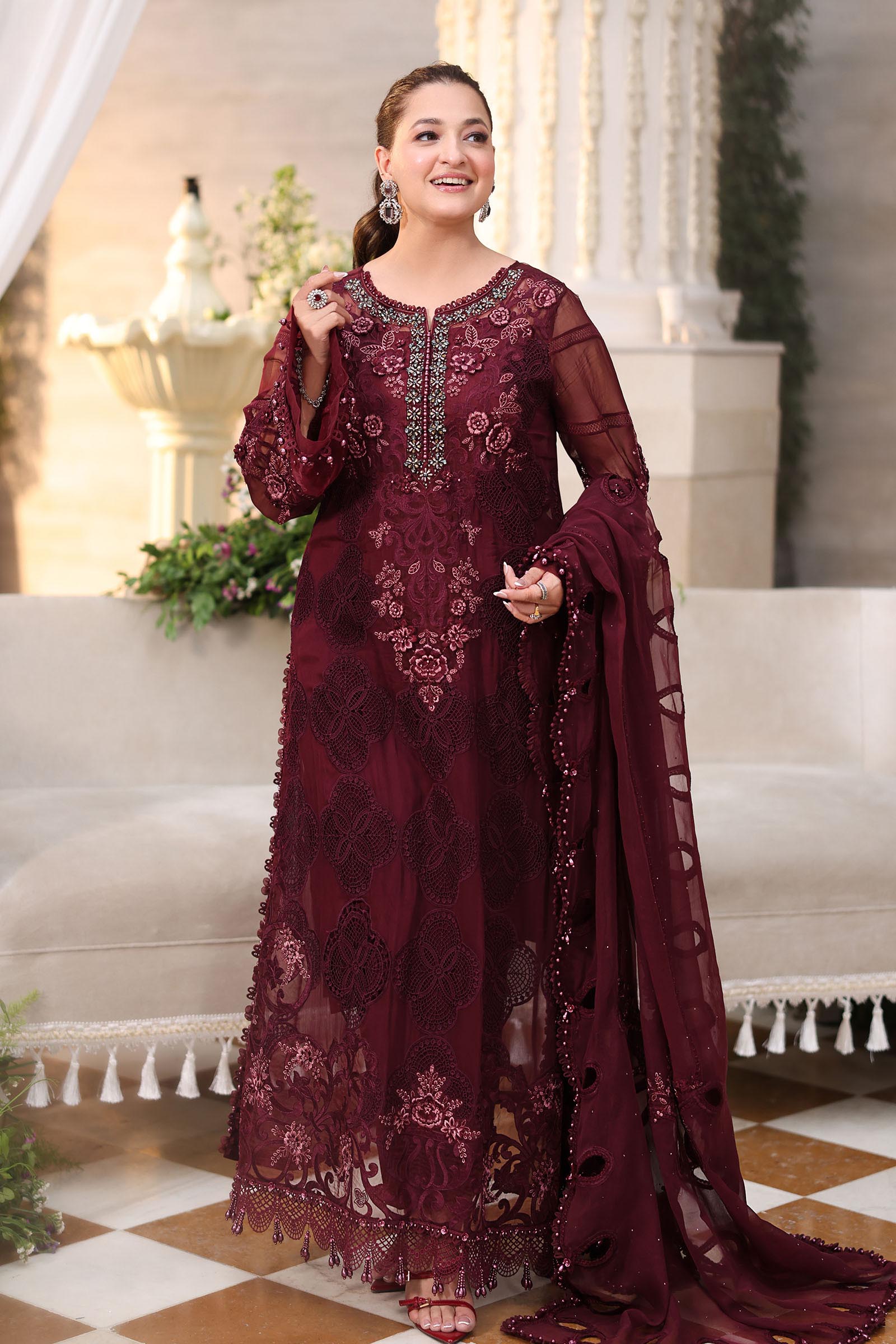 MARIA.B CHIFFON UNSTITCHED EMB D-8 SUIT