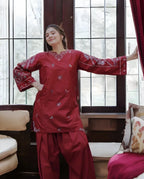 SAPPHIRE LINEN LUXURY UNSTITCHED EMB 2PC - City Cloth House