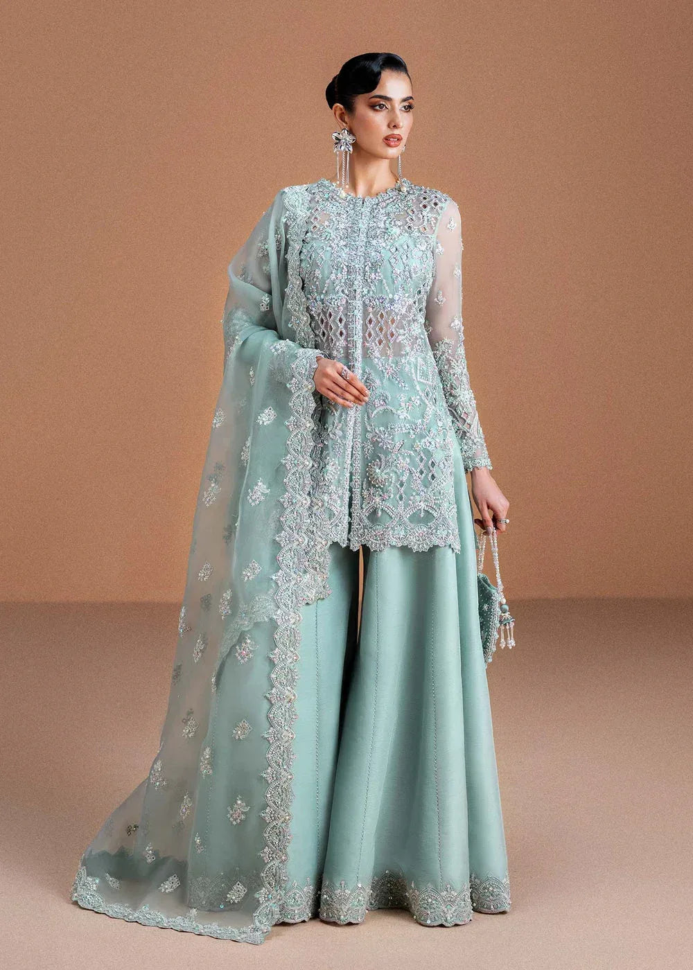 KANWAL MALIK ORGANZA UNSTITCHED EMB VANIA SUIT - City Cloth House