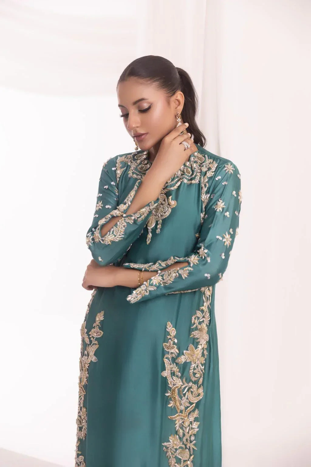 SEHRISH NADEEM SILK UNSTITCHED EMB EC010 SUIT - City Cloth House