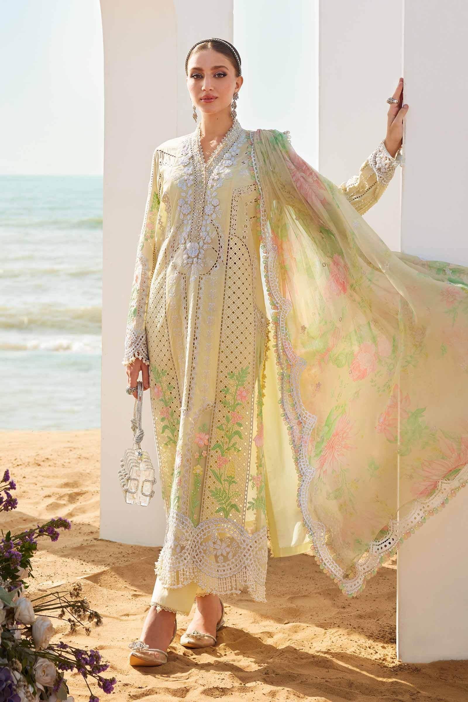 MARIA.B LUXURY UNSTITCH EMB 3PC EID LAWN EL-D4-25 - City Cloth House