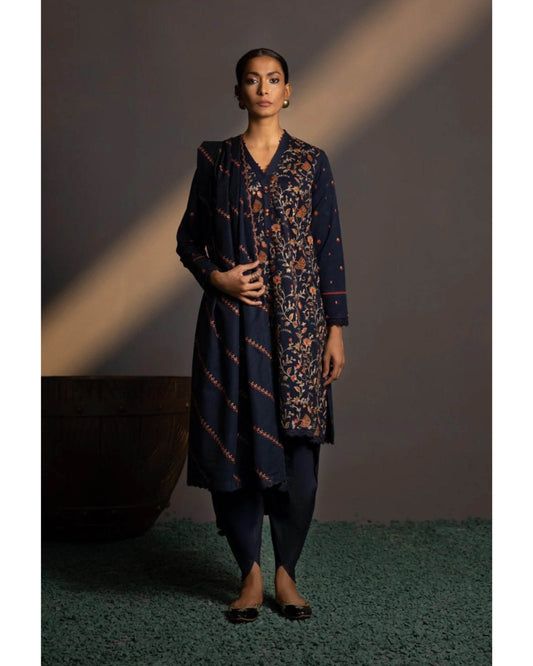 BAREEZE KARANDI UNSTICH EMBROIDERED 3PC - City Cloth House
