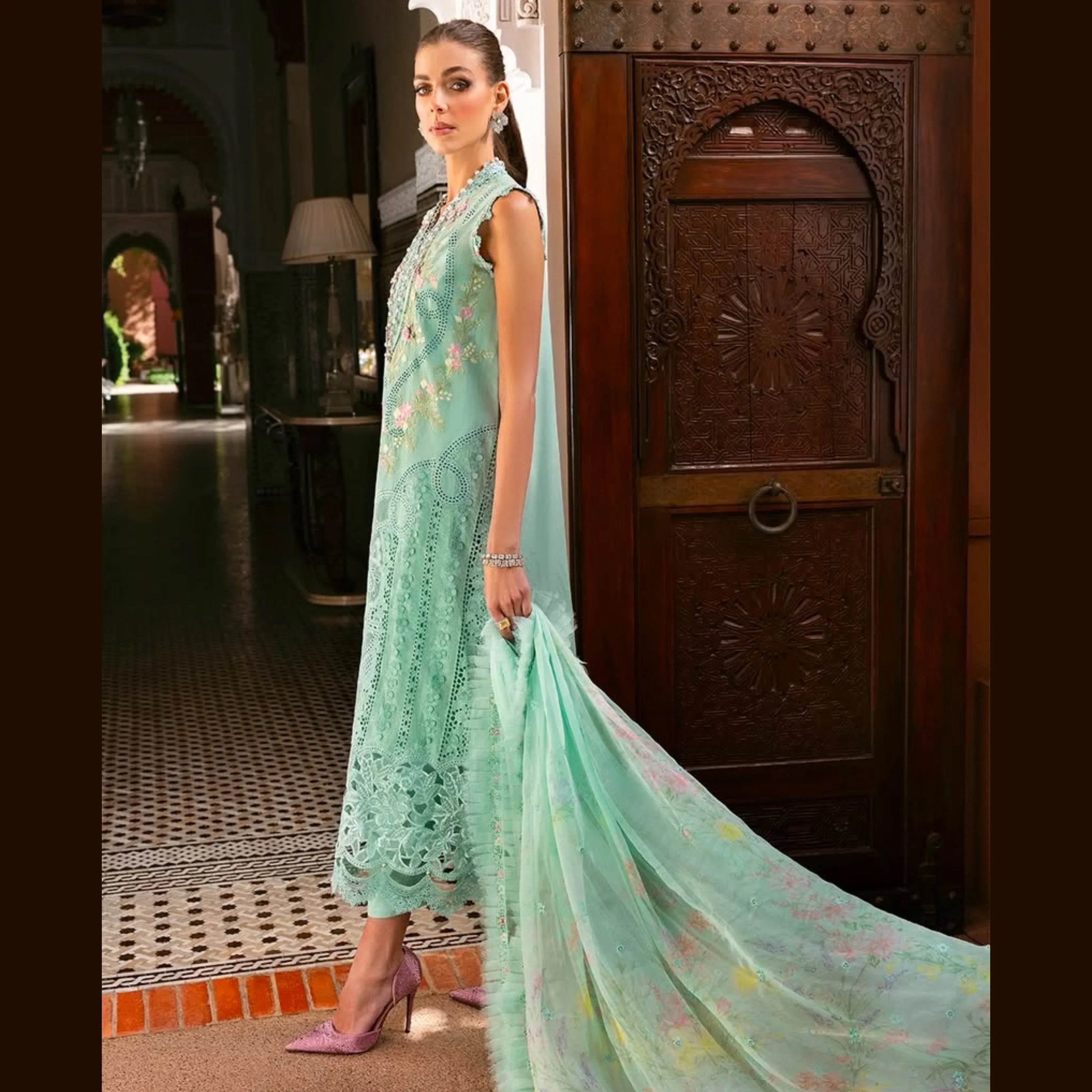 MARIA.B LAWN UNSTITCHED EMB 3PC - City Cloth House