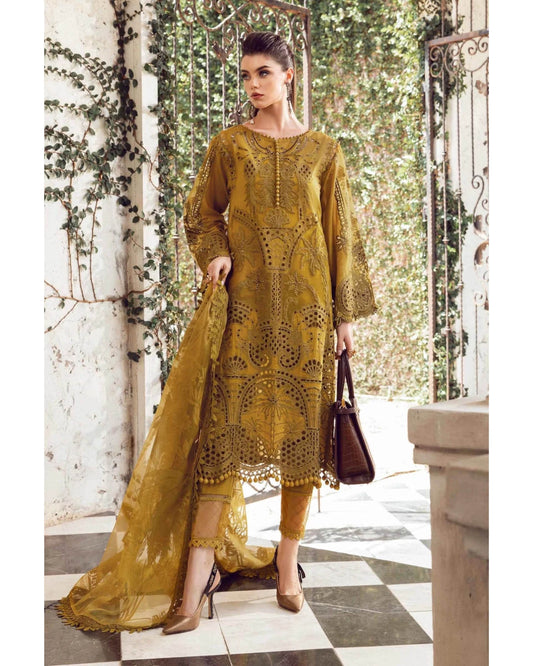 MARIA.B LAWN LUXURY UNSTITCHED EMB 3PC 24’(D-5) - City Cloth House