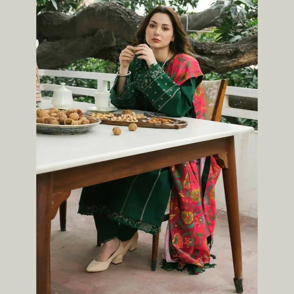 ZARA SHAHJAHAN DHANAK UNSTITCHED EMB 3PC - City Cloth House