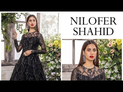 NILOFER NET UNSTITCHED EMB SUIT
