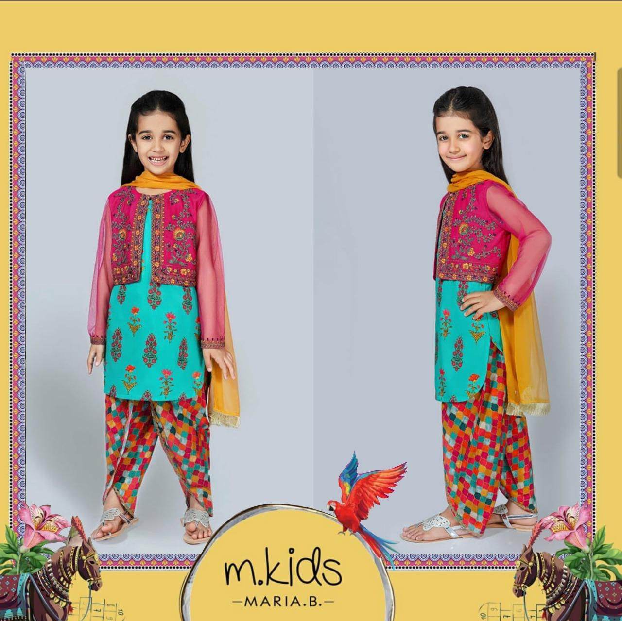 LINEN KIDS UNSTITCHED EMBROIDERED 2PIECE - City Cloth House